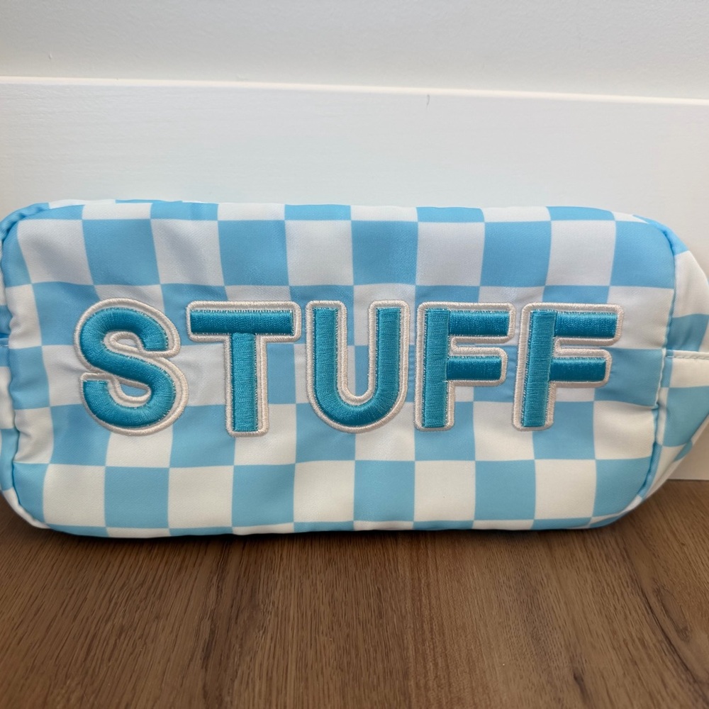 kenz kustomz NWOT Blue and White Checkered Pouch